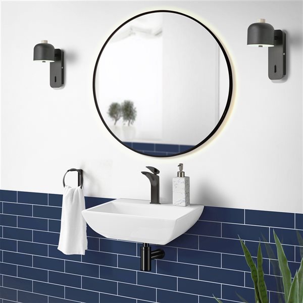 Swiss Madison Sublime White Ceramic Wall-Mount Rectangular Bathroom Sink (17.75-in x 13.56-in)