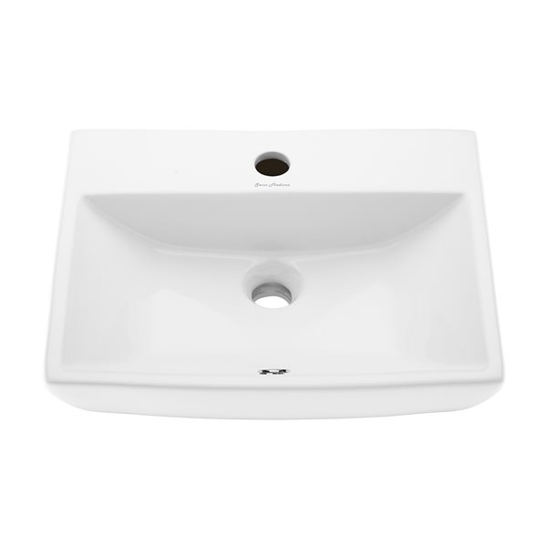 Swiss Madison Sublime White Ceramic Wall-Mount Rectangular Bathroom Sink (17.75-in x 13.56-in)