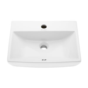 Swiss Madison Sublime White Ceramic Wall-Mount Rectangular Bathroom Sink (17.75-in x 13.56-in)