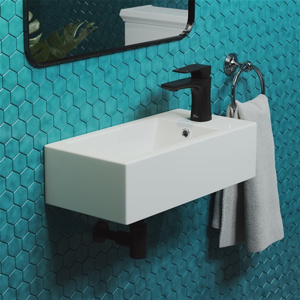 Swiss Madison Voltaire White Ceramic Wall-Mount Rectangular Bathroom Sink (19.7-in x 10-in)