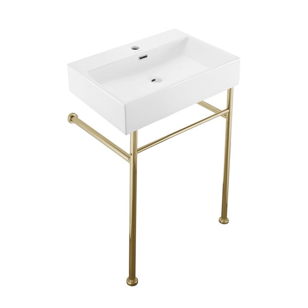 Swiss Madison Claire Gold Ceramic Console Rectangular Bathroom Sink (24-in x 16.53-in)