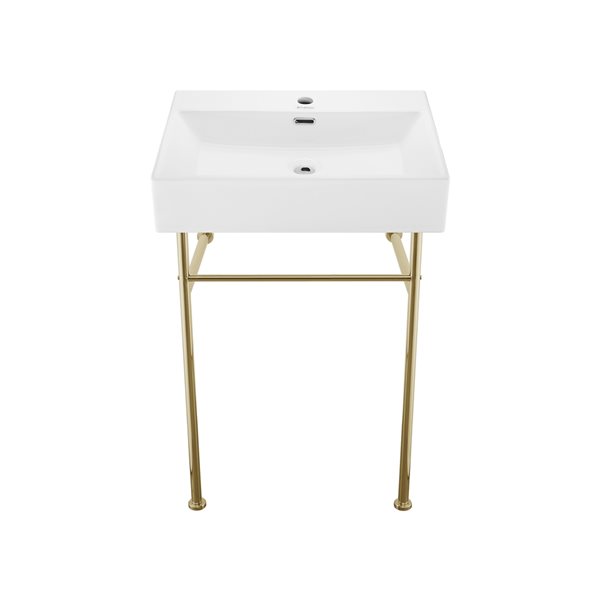 Swiss Madison Claire Gold Ceramic Console Rectangular Bathroom Sink (24-in x 16.53-in)