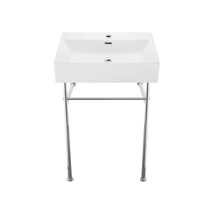 Swiss Madison Claire Ceramic Console Rectangular Bathroom Sink with Chrome Legs (23.62-in x 16.53-in)