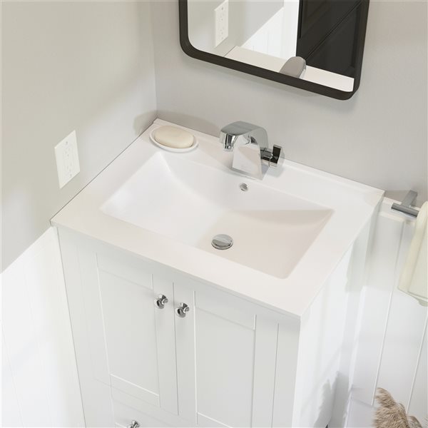 Swiss Madison Single White Ceramic Drop-in Rectangular Bathroom Sink (18.5-in x 24-in)