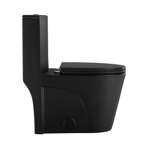 Swiss Madison St. Tropez Black Dual Elongated Toilet 12-in Rough-In Size