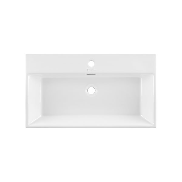 Swiss Madison Claire Ceramic Console Rectangular Bathroom Sink with Gold Legs (23.62-in x 16.53-in)
