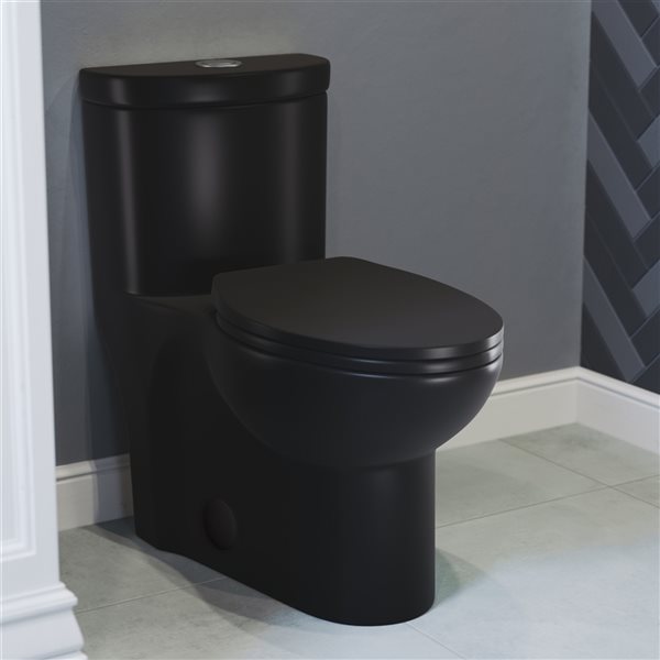 Swiss Madison Sublime Black Dual Elongated Toilet 12-in Rough-In Size