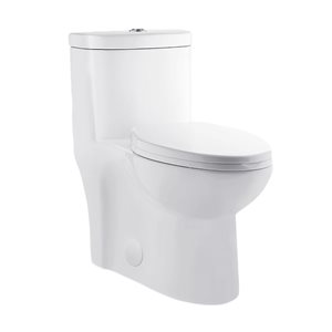 Swiss Madison Sublime White Dual Elongated Toilet 12-in Rough-In Size