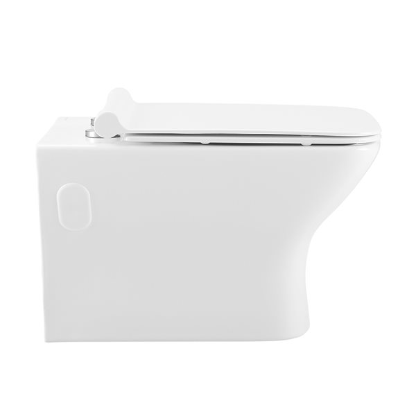 Swiss Madison Carre White Dual Elongated Standard Height Wall-Hung Toilet