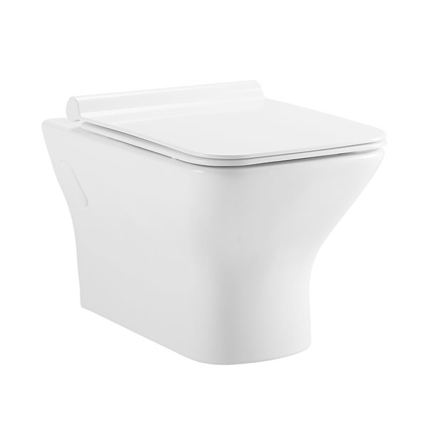 Swiss Madison Carre White Dual Elongated Standard Height Wall-Hung Toilet