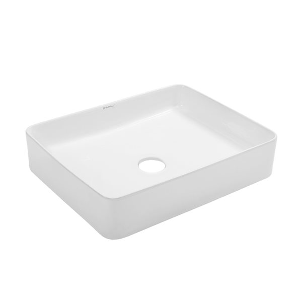 Swiss Madison Concorde White Ceramic Vessel Rectangular Bathroom Sink (20-in x 15.94-in)