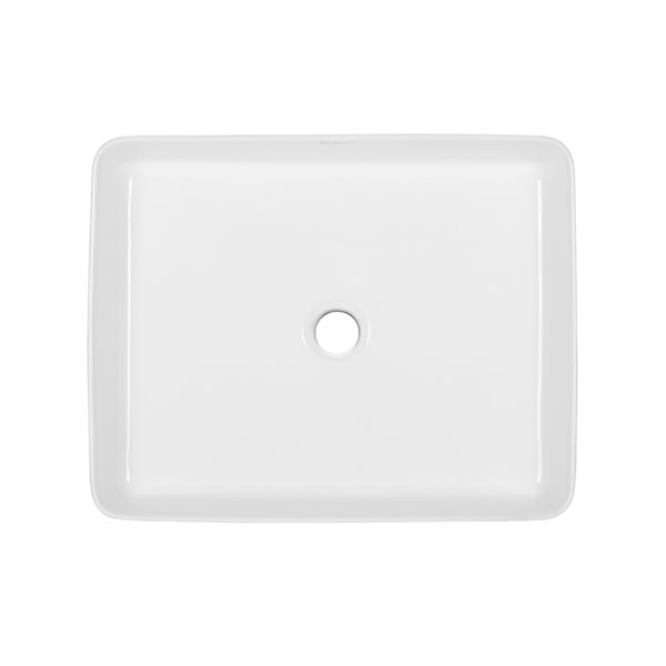 Swiss Madison Concorde White Ceramic Vessel Rectangular Bathroom Sink (20-in x 15.94-in)