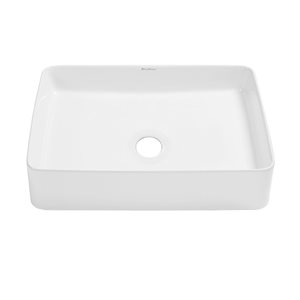 Swiss Madison Concorde White Ceramic Vessel Rectangular Bathroom Sink (20-in x 15.94-in)