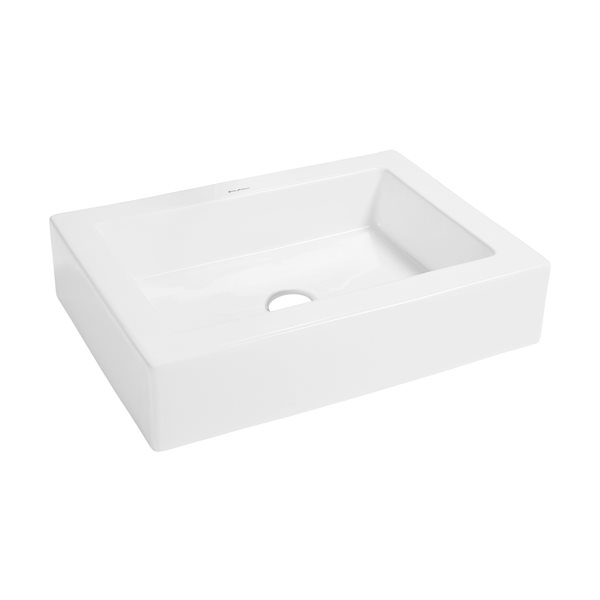 Swiss Madison Voltaire White Ceramic Vessel Rectangular Bathroom Sink (15.75-in x 22-in)