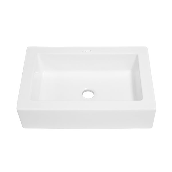 Swiss Madison Voltaire White Ceramic Vessel Rectangular Bathroom Sink (15.75-in x 22-in)