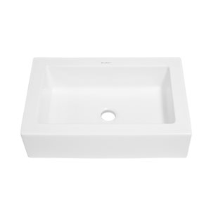 Swiss Madison Voltaire White Ceramic Vessel Rectangular Bathroom Sink (15.75-in x 22-in)