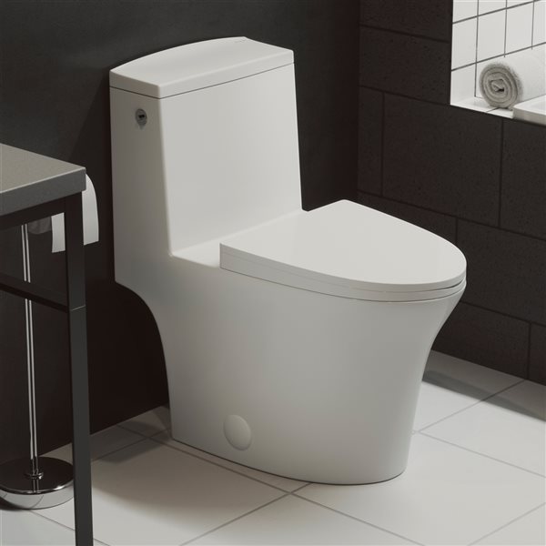 Swiss Madison Hugo White Dual Elongated Toilet 12-in Rough-In Size