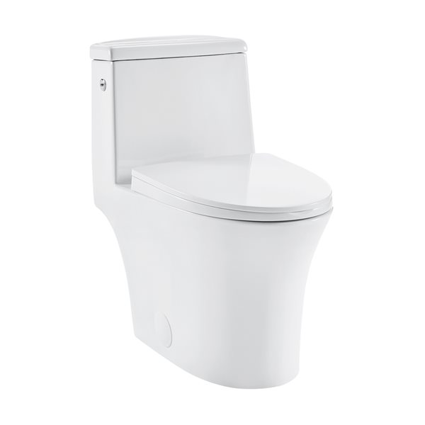 Swiss Madison Hugo White Dual Elongated Toilet 12-in Rough-In Size