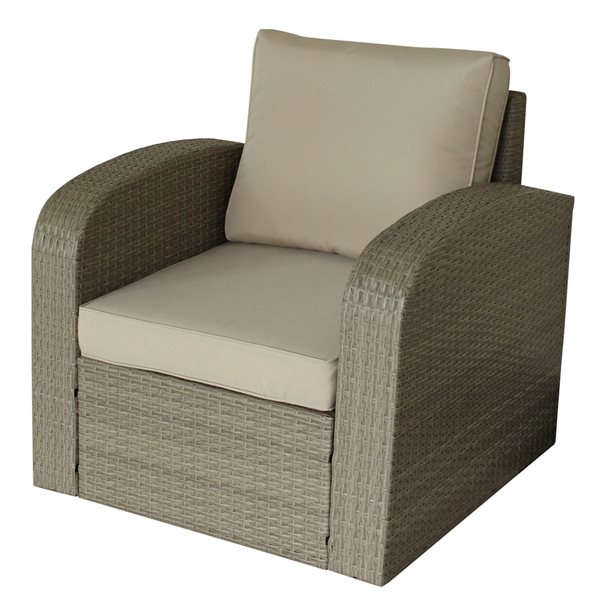 Luxury Living Furniture Tan Wicker Patio Conversation Set with Tan Cushion - 3-Piece