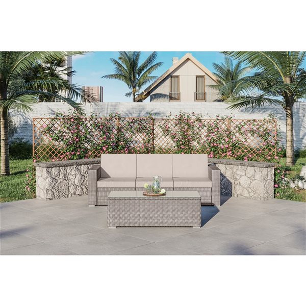 Tan wicker store outdoor furniture