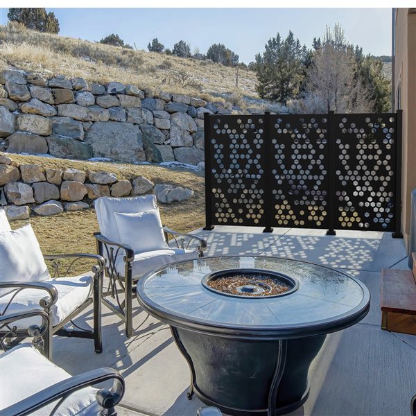 Sunbelly Privacy Screens 36in x 68in Black Aluminum Outdoor