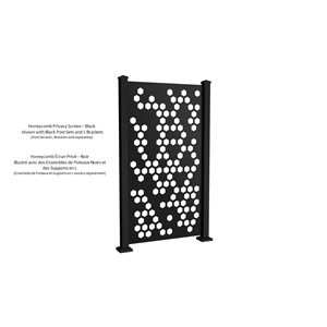 Sunbelly Privacy Screens 36-in x 68-in Black Aluminum Outdoor Honeycomb Privacy Screen