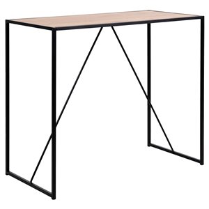 Table de bar rectangulaire Seaford par Actona avec finition en feuille de chêne et base en métal noir