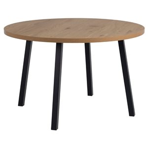 Table à manger ronde Mallow par Actona en mélamine et en chêne avec base noire