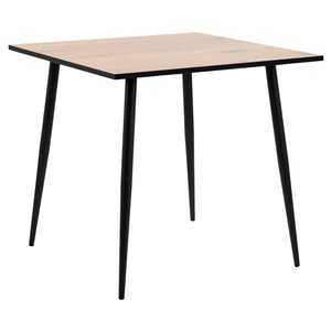 Table de salle à manger carrée Wilma par Actona en mélamine blanche/chêne et base en métal noir mat