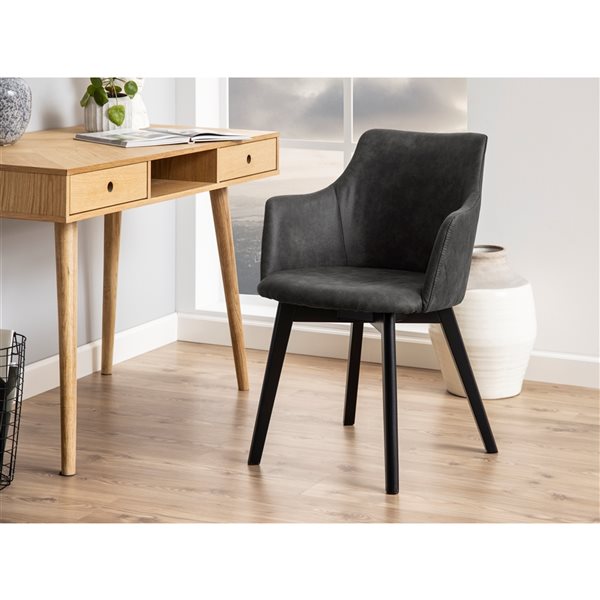 Fauteuil contemporain en polyester gris foncé Bella par Actona, ens. de 2