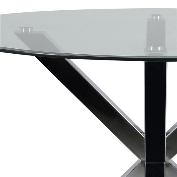 Actona Heaven Round Glass and Chrome Metal Base Dining Table