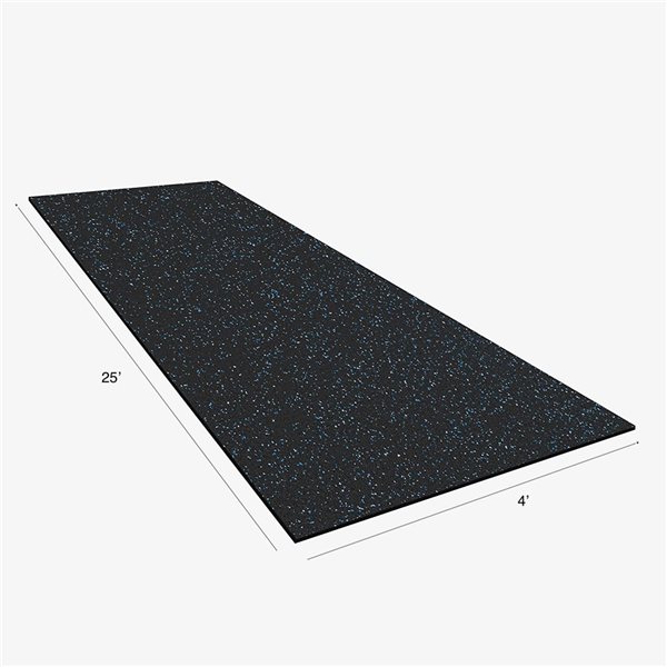 Rouleau de caoutchouc pour plancher RubberBox Fitness, 48 po x 300 po -  Noir, Bleu/Blanc RM203525