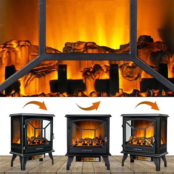 Costway 20-in W Black Iron Freestanding Fan-Forced Electric Fireplace