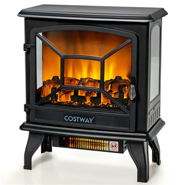 Costway 20-in W Black Iron Freestanding Fan-Forced Electric Fireplace