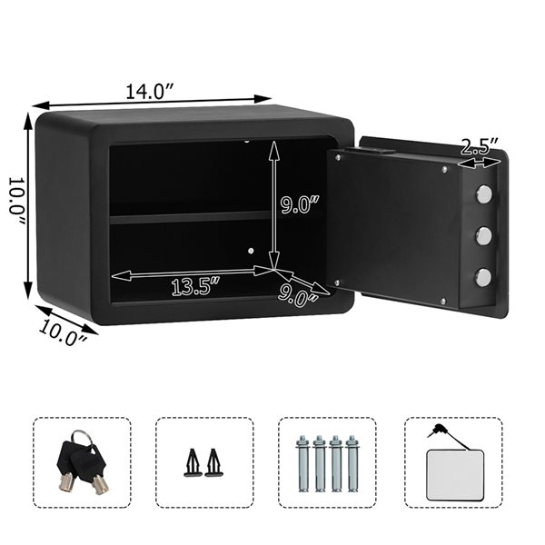 Costway Fingerprint Safe Box Security Box with Inner LED Light