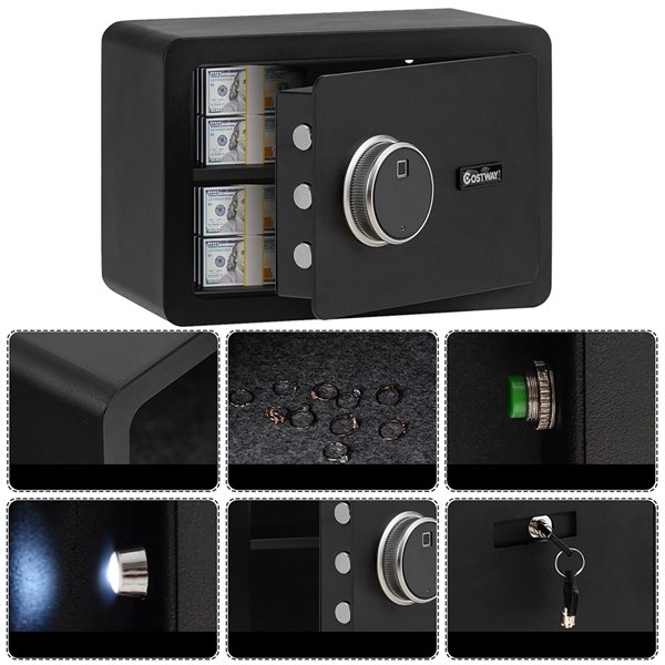 Costway Fingerprint Safe Box Security Box with Inner LED Light
