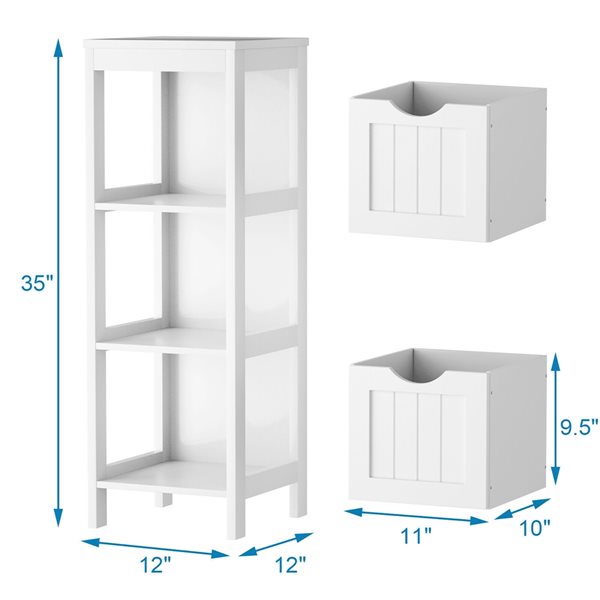 Costway 12-in x 35-in White MDF Etagere with 2 Drawers