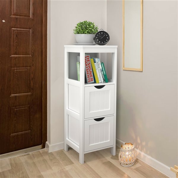 Costway 12-in x 35-in White MDF Etagere with 2 Drawers