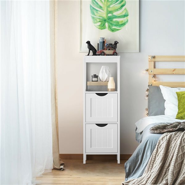 Costway 12-in x 35-in White MDF Etagere with 2 Drawers