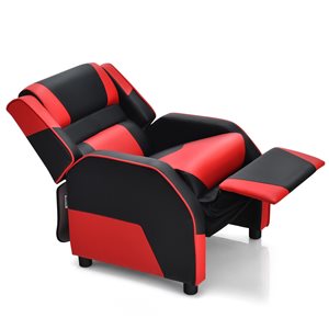 Costway 32-in Red/Black Upholstered PU Leather Kids Gaming Sofa
