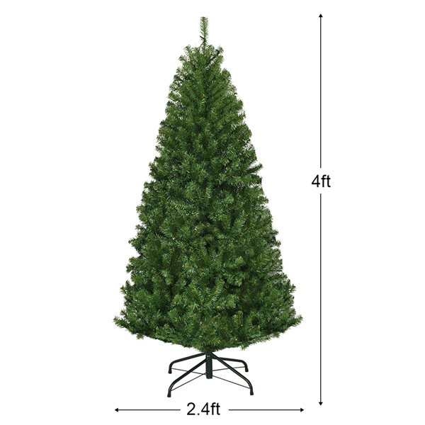 Costway 4-ft Pre-Lit Artificial Christmas Tree Premium Hinged with 100 LED Lights and Stand