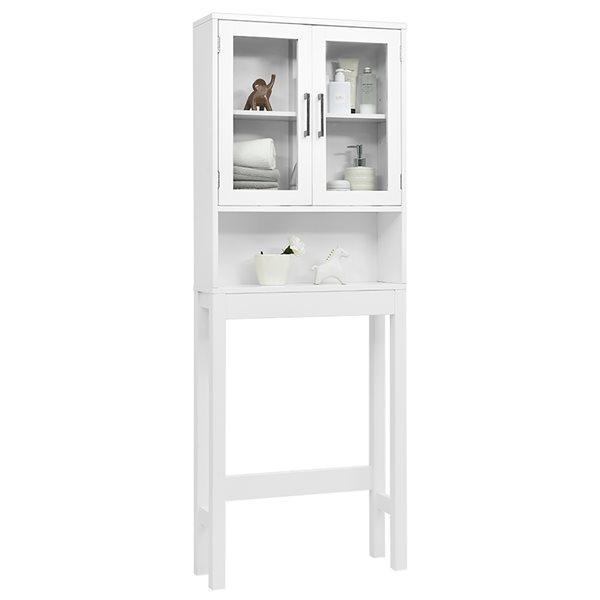 Costway 7in x 22.5in x 64in White MDF OvertheToilet Etagere