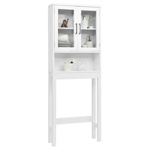 Costway 7-in x 22.5-in x 64-in White MDF Over-the-Toilet Etagere