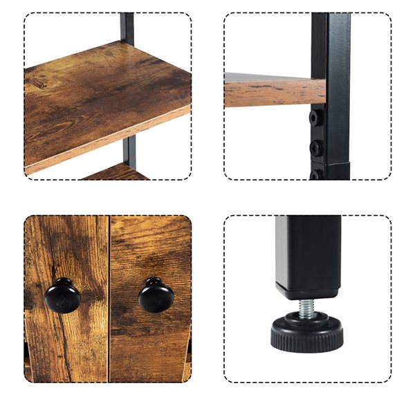 Costway Brown/black Composite 3-shelf Standard Bookcase