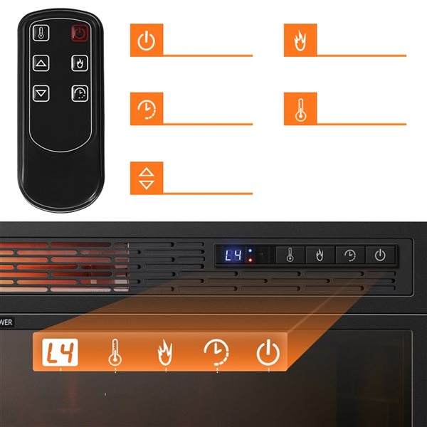 Costway 25-in W Black Metal Freestanding and Recessed Infrared Quartz Electric Fireplace