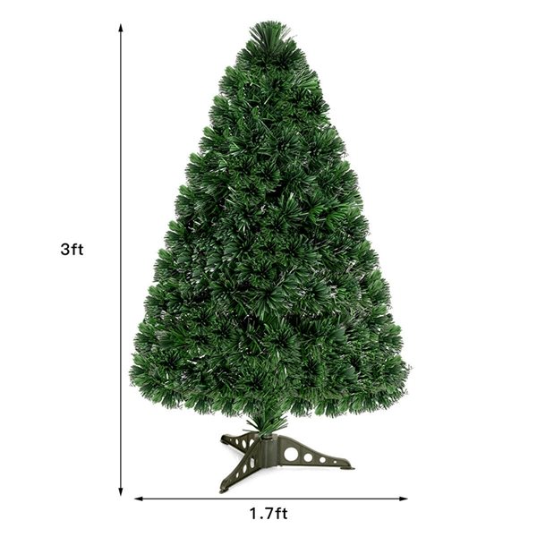 Costway 3-ft Pre-Lit Fibre Optic Artificial PVC Christmas Tree Tabletop with Plastic Stand