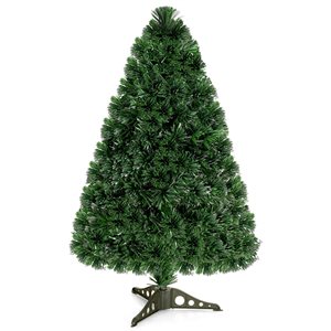 Costway 3-ft Pre-Lit Fibre Optic Artificial PVC Christmas Tree Tabletop with Plastic Stand