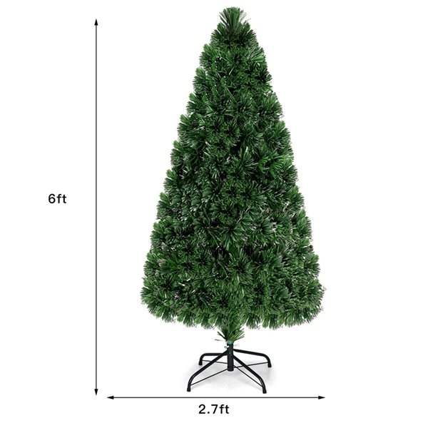 Costway 6-ft Pre-Lit Fibre Optic Artificial PVC Christmas Tree with Metal Stand