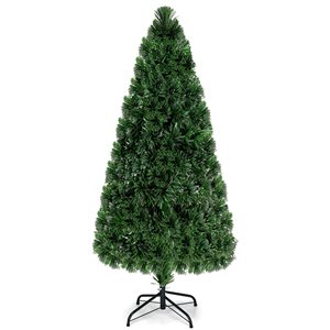 Costway 6-ft Pre-Lit Fibre Optic Artificial PVC Christmas Tree with Metal Stand