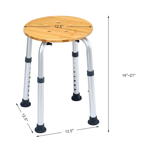 Costway 14-in to 21-in High Bamboo Freestanding Shower Seat